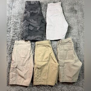 Men’s Cargo Shorts Bundle Size 30 Wrangler Camo Khaki Utility Outdoor (5 Pair)